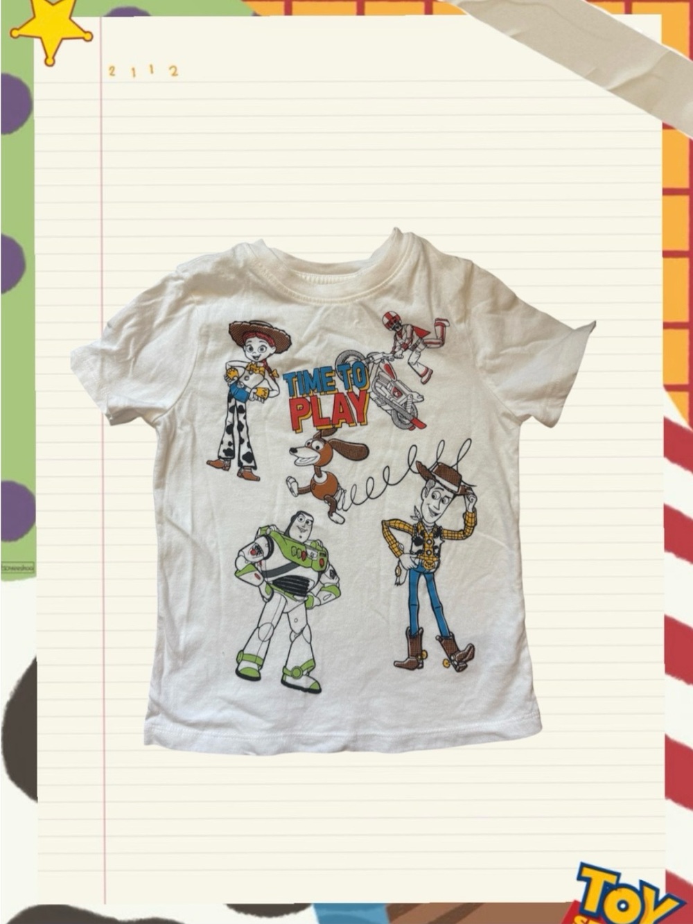 Toy Story White 'Time to Play' Graphic Kids Tee
